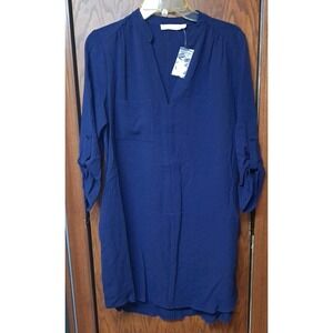 Nordstrom LUSH Peacoat VNeck 3/4 Sleeve Navy Blue Dress With Pockets Size Medium